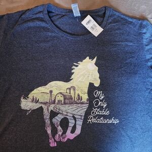 Tractor Supply Heather Blue Horse Tee XXL